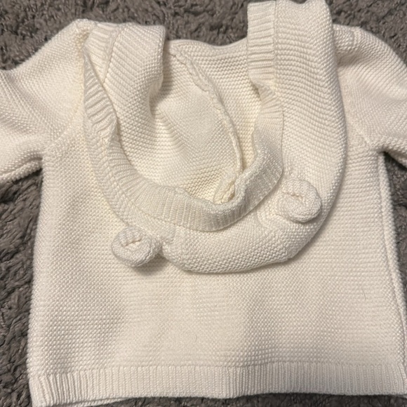Carter’s White Baby Sweater With Bear Ears On Hoodie - Picture 11 of 11